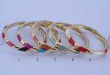 CEB28 5pcs 7mm width gold plated alloy with enamel bangles