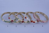 CEB30 5pcs 8mm width gold plated alloy with enamel bangles