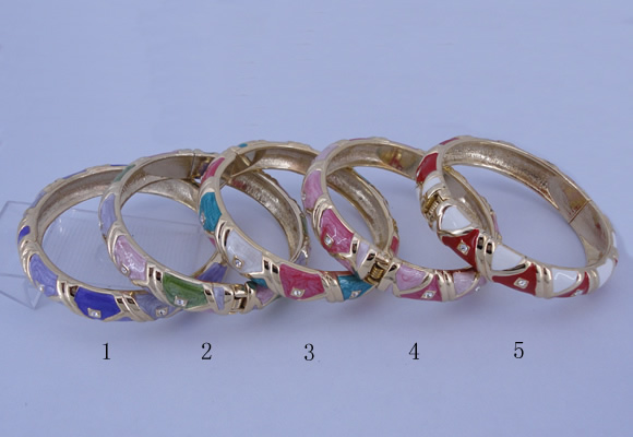 CEB34 5pcs 12mm width gold plated alloy with enamel rhinestone & bangles