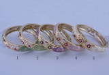 CEB38 5pcs 14mm width gold plated alloy with enamel rhinestone & bangles