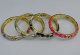 CEB51 7mm width gold plated alloy with enamel bangles wholesale