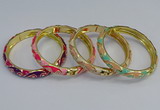 CEB52 7mm width gold plated alloy with enamel bangles wholesale