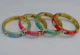 CEB62 9mm width gold plated alloy with enamel bangles wholesale