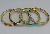 CEB70 6mm width gold plated alloy with enamel bangles wholesale