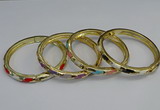 CEB72 6mm width gold plated alloy with enamel bangles wholesale