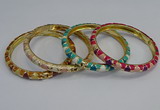 CEB86 7mm width gold plated alloy with enamel bangles wholesale