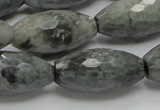 CEE32 15.5 inches 15*30mm faceted rice eagle eye jasper beads