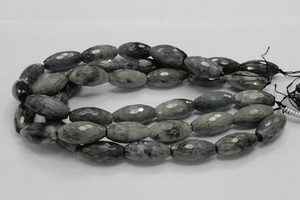 CEE32 15.5 inches 15*30mm faceted rice eagle eye jasper beads