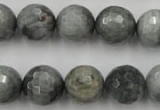 CEE355 15.5 inches 14mm faceted round eagle eye jasper beads