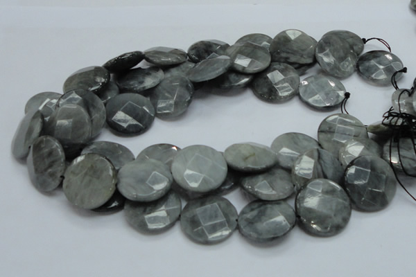 CEE39 15.5 inches 25mm faceted coin eagle eye jasper beads wholesale