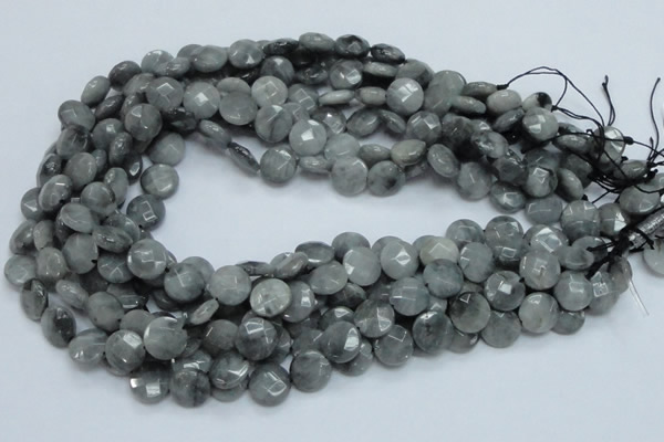 CEE58 15.5 inches 14mm faceted coin eagle eye jasper beads