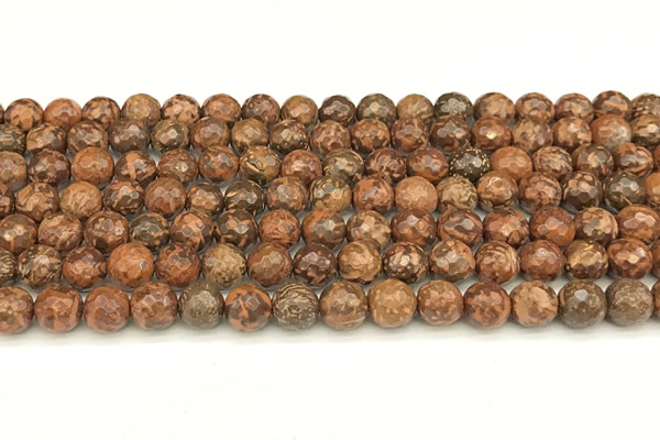 CEJ310 15 inches 6mm faceted round elephant skin jasper beads