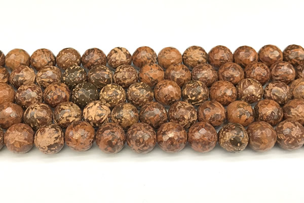 CEJ311 15 inches 8mm faceted round elephant skin jasper beads