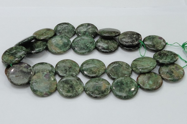 CEM04 15.5 inches 30mm flat round emerald gemstone beads wholesale