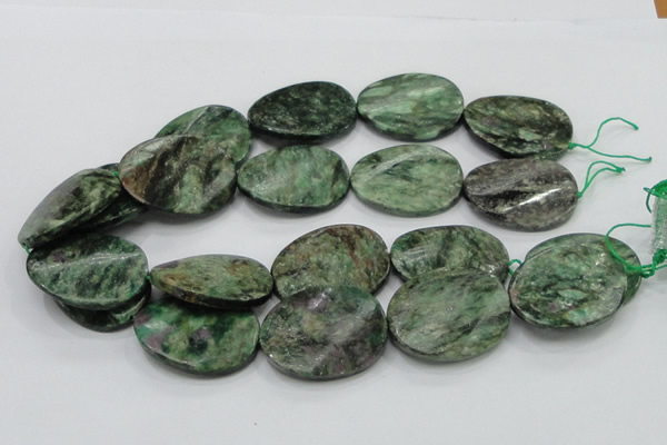 CEM26 15.5 inches 30*40mm twisted oval emerald gemstone beads