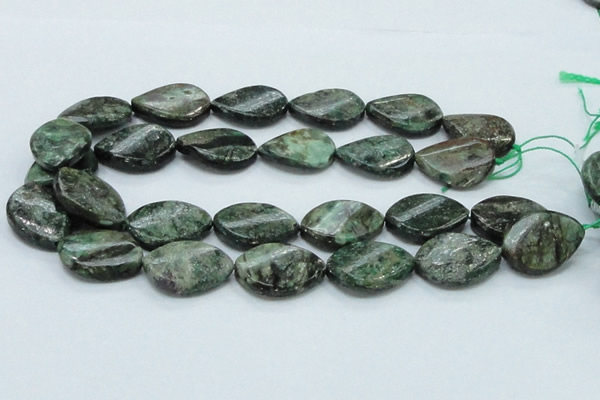 CEM29 15.5 inches 22*30mm twisted teardrop emerald gemstone beads