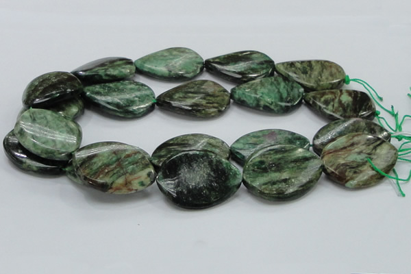 CEM30 15.5 inches 30*40mm twisted teardrop emerald gemstone beads