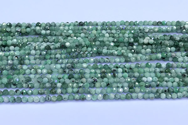 CEM77 15 inches 2mm faceted round emerald beads