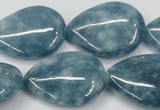 CEQ108 15.5 inches 22*30mm flat teardrop blue sponge quartz beads