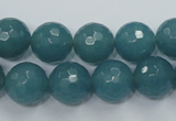 CEQ16 15.5 inches 12mm faceted round blue sponge quartz beads