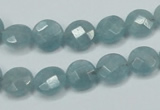 CEQ181 15.5 inches 10mm faceted coin blue sponge quartz beads