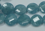 CEQ183 15.5 inches 14mm faceted coin blue sponge quartz beads