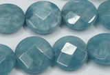 CEQ185 15.5 inches 18mm faceted coin blue sponge quartz beads