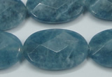 CEQ196 15.5 inches 20*30mm faceted oval blue sponge quartz beads