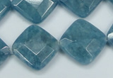 CEQ216 15.5 inches 20*20mm faceted diamond blue sponge quartz beads