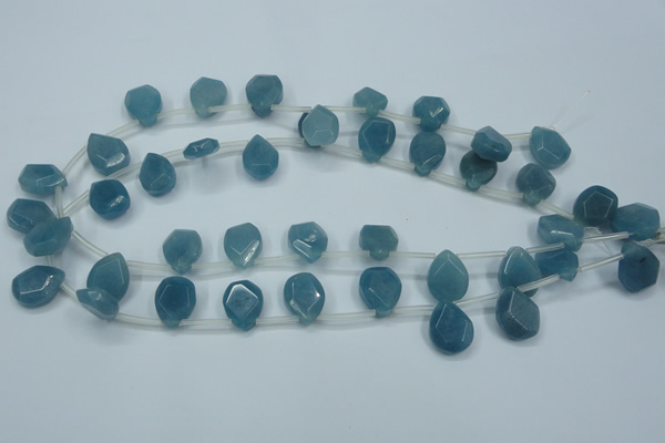 CEQ255 15.5 inches 13*16mm faceted flat teardrop blue sponge quartz beads