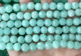 CEQ312 15.5 inches 8mm faceted round green sponge quartz beads