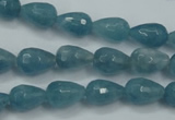 CEQ50 15.5 inches 8*12mm faceted teardrop blue sponge quartz beads