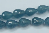 CEQ51 15.5 inches 10*14mm faceted teardrop blue sponge quartz beads