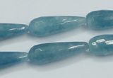 CEQ55 15.5 inches 10*30mm faceted teardrop blue sponge quartz beads