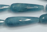 CEQ56 15.5 inches 12*40mm faceted teardrop blue sponge quartz beads