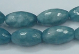 CEQ76 15.5 inches 13*23mm faceted rice blue sponge quartz beads