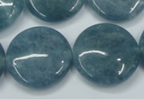 CEQ98 15.5 inches 25mm flat round blue sponge quartz beads