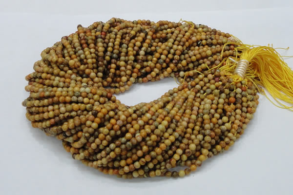 CFA30 15.5 inches 4mm round yellow chrysanthemum agate beads