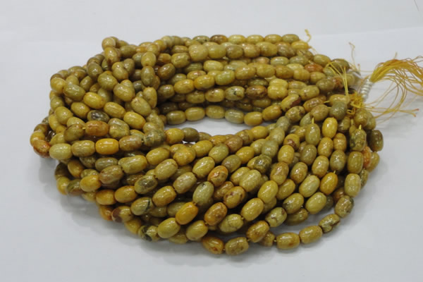 CFA36 15.5 inches 8*12mm rice yellow chrysanthemum agate beads