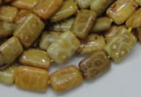 CFA51 15.5 inches 8*12mm rectangle yellow chrysanthemum agate beads