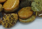 CFA57 18*25mm twisted & flat teardrop yellow chrysanthemum agate beads