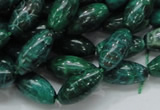 CFA69 15.5 inches 8*17mm rice green chrysanthemum agate beads