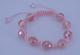 CFB520 12mm faceted round crystal beads adjustable bracelet wholesale