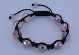 CFB522 12mm faceted round crystal beads adjustable bracelet wholesale