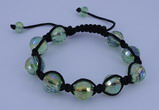 CFB523 12mm faceted round crystal beads adjustable bracelet wholesale