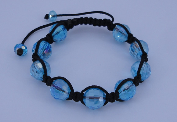 CFB524 12mm faceted round crystal beads adjustable bracelet wholesale