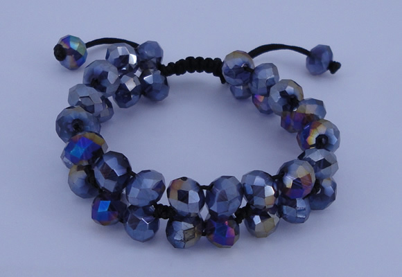 CFB586 8*10mm faceted rondelle crystal beads adjustable bracelet