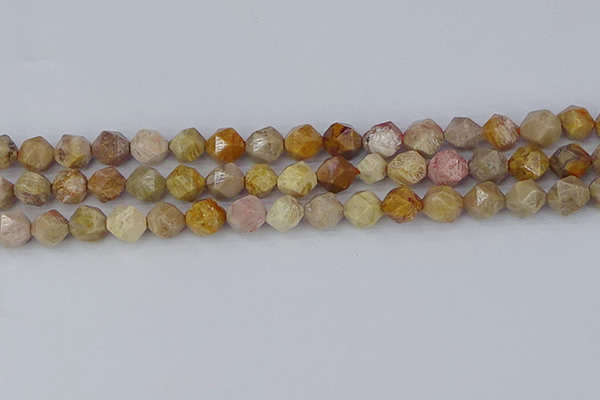 CFC237 15.5 inches 8mm faceted nuggets fossil coral beads