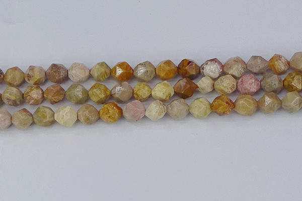 CFC239 15.5 inches 12mm faceted nuggets fossil coral beads