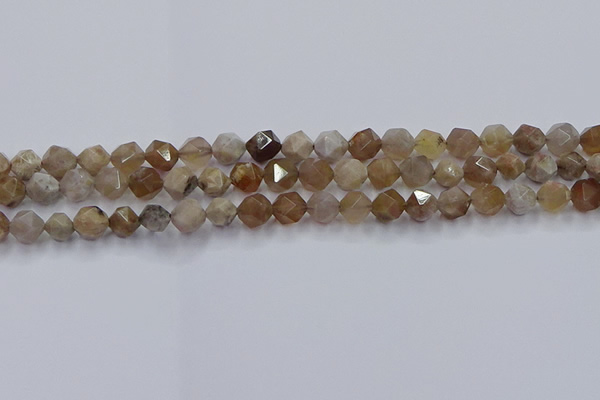 CFC300 15.5 inches 6mm faceted nuggets coral jade beads